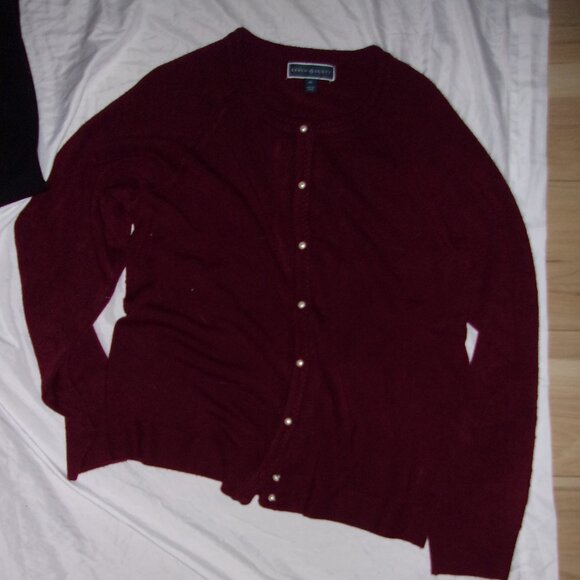 size extra large womens maroon sweater shirt knit casual dress button - Picture 2 of 4